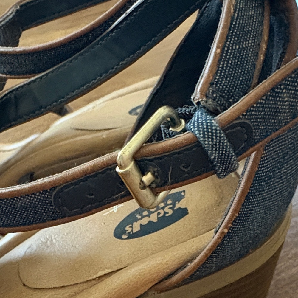 Dr. Scholl's Denim Strappy Block Heel Sandals - Picture 9 of 9